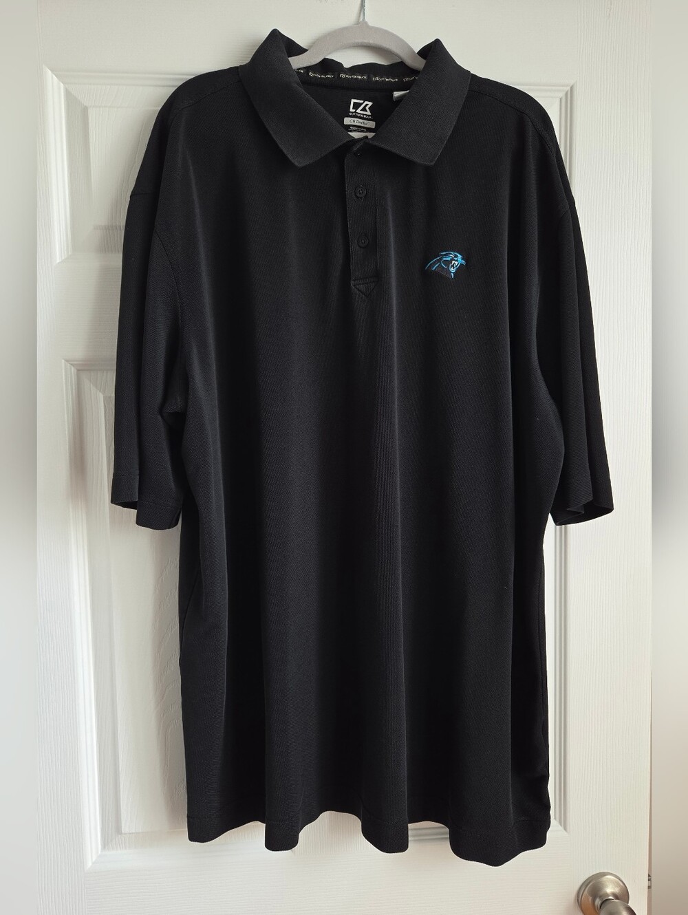 Cutter & Buck Black Athletic Polo with Carolina Panthers Logo